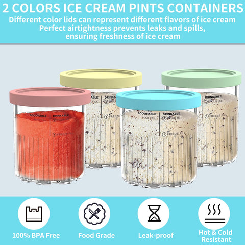 YUSFKJ contenedores Deluxe para Ninja CREAMi NC501, diseño transparente para distinguir sabores.