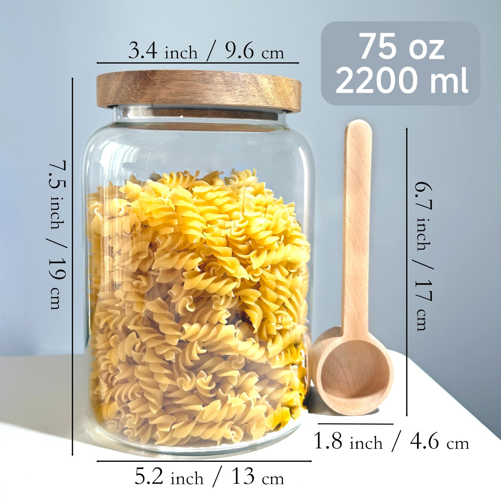 Jarras Yutrenn de 2200 ml para almacenar arroz, pasta y snacks.