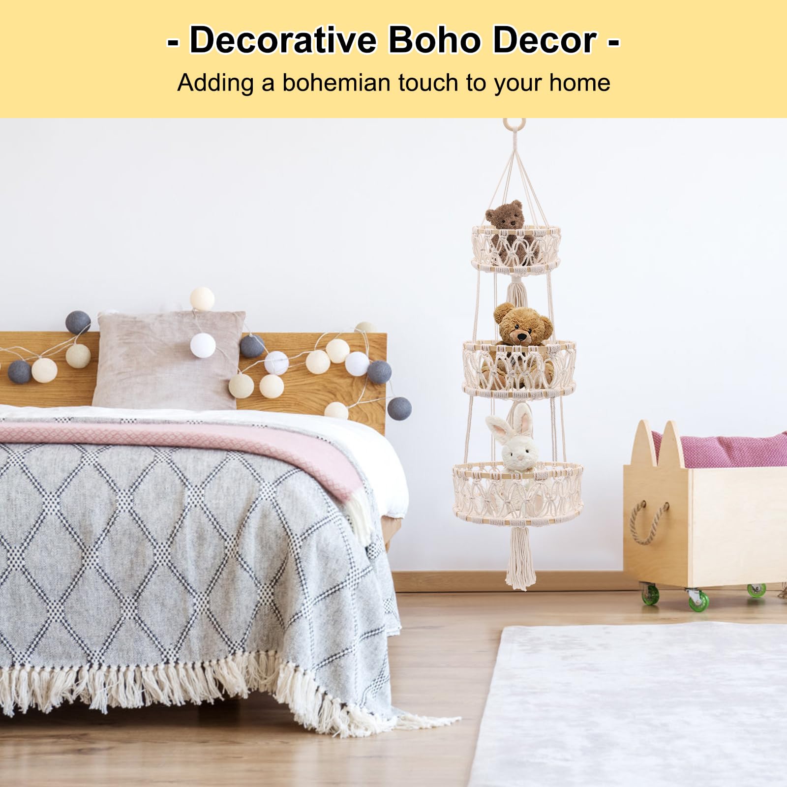 yuuzue cesta colgante bohemia ambiente cocina: decoración funcional y natural