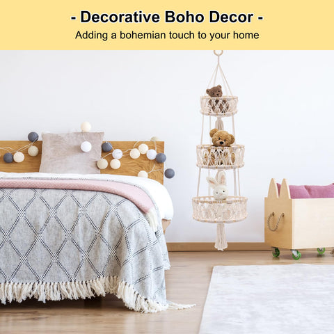 yuuzue cesta colgante bohemia ambiente cocina: decoración funcional y natural
