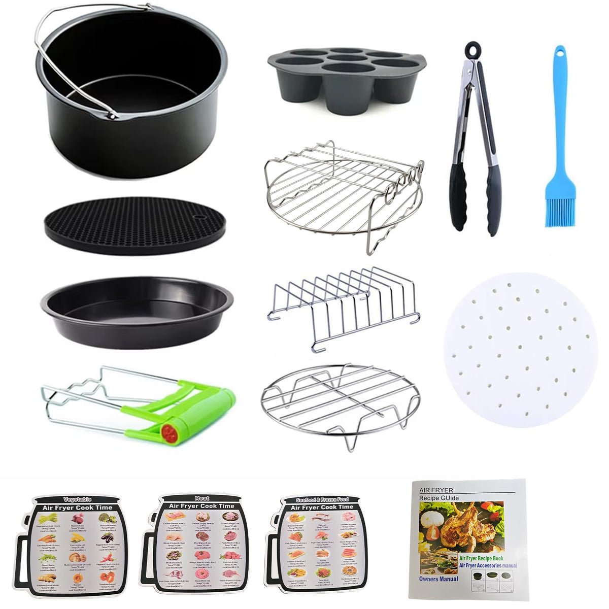 YuxingK: accesorios-airfryer-12-piezas, cocción rápida y limpieza sencilla.