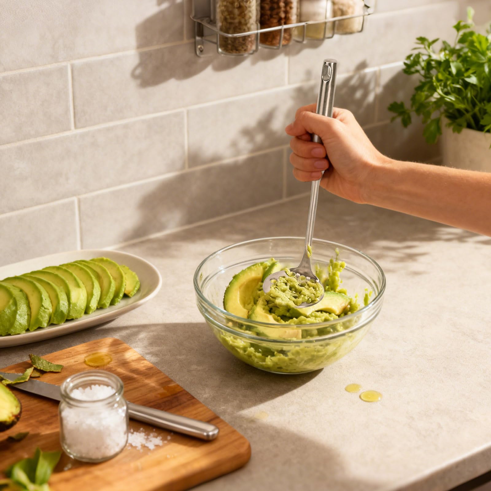 YVREOLP machacador de aguacate para purés cremosos y rápidos.