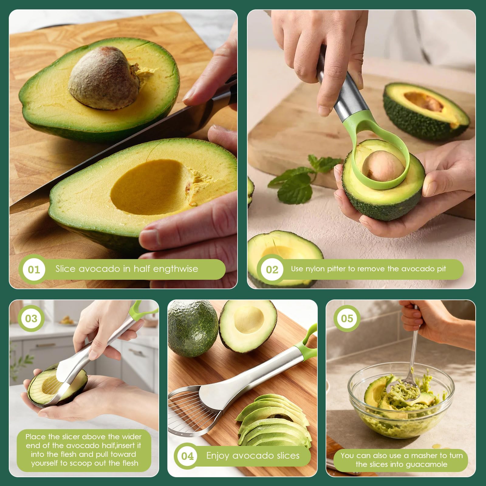 YVREOLP mango ergonómico para un agarre cómodo durante la preparación.