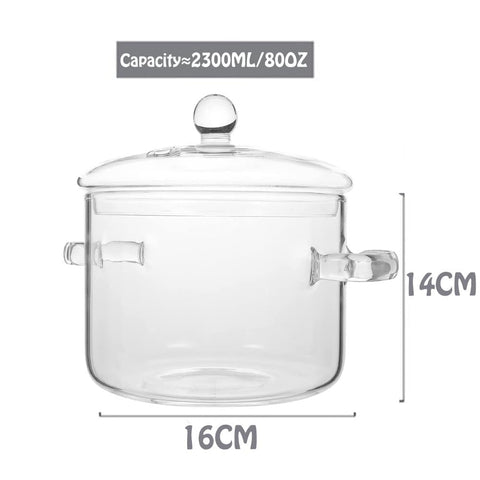 yvsay olla de cristal con tapa en estufa para cocción eficiente
