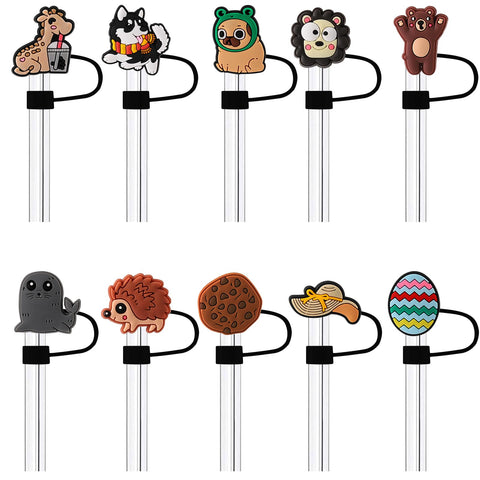 Tapas para pajita de la marca ywevyezc con puntos ornamentales, colores vivos y fácil higiene.