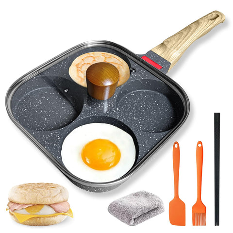 Sartén Ywmoml 4 tazas con tapa para cocción rápida de huevos.