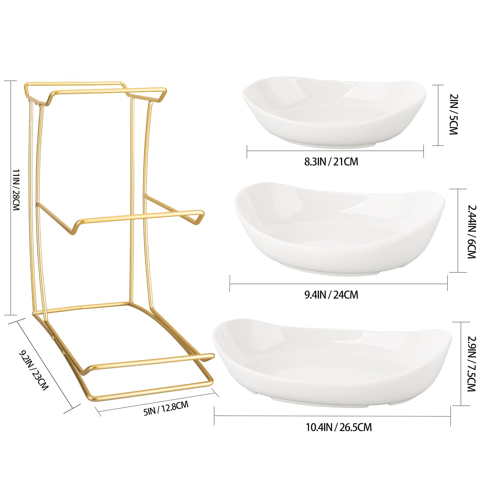 Acabado cerámico blanco con dorado para una mesa elegante