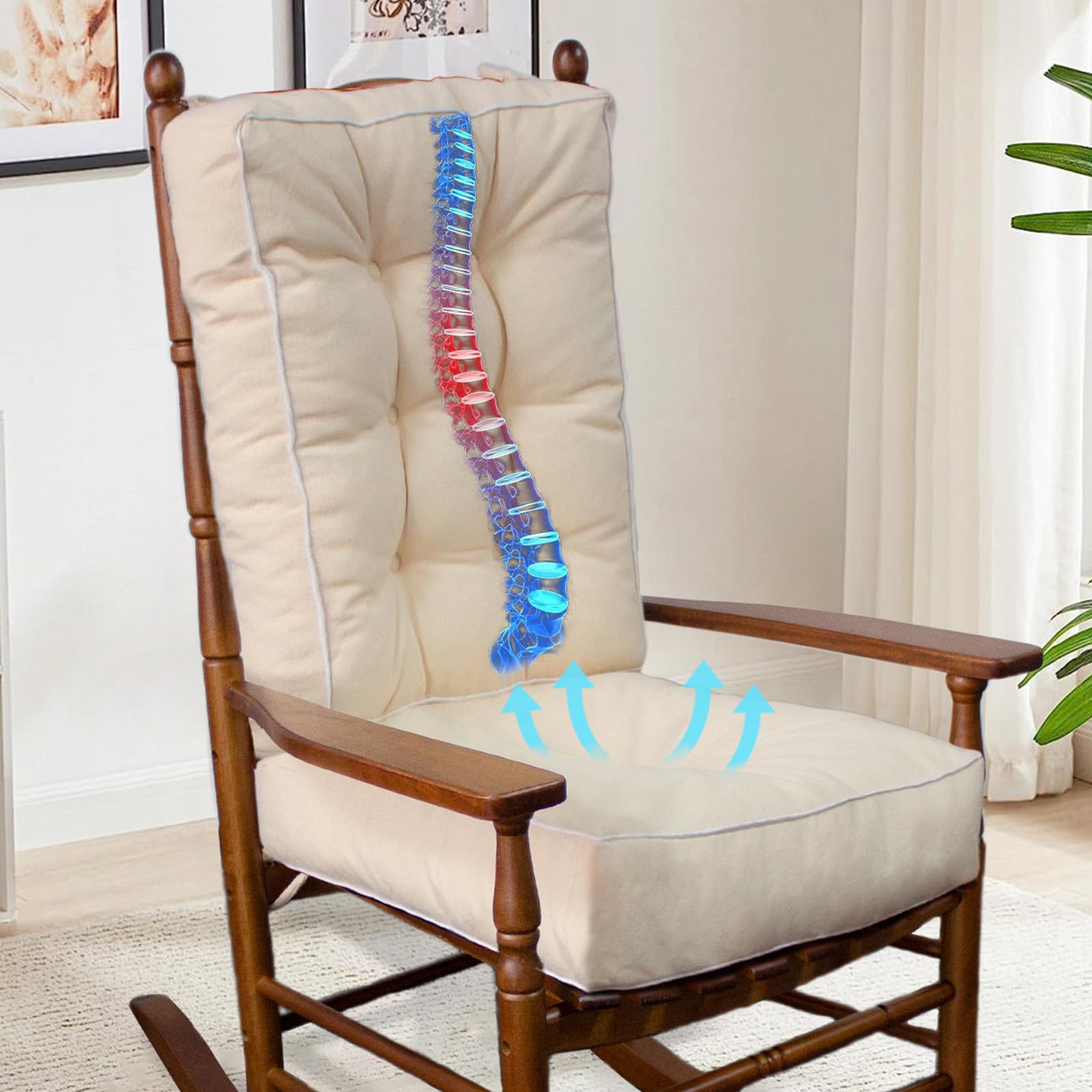 Cojín de asiento de YZ HOME para silla mecedora, confort de memoria