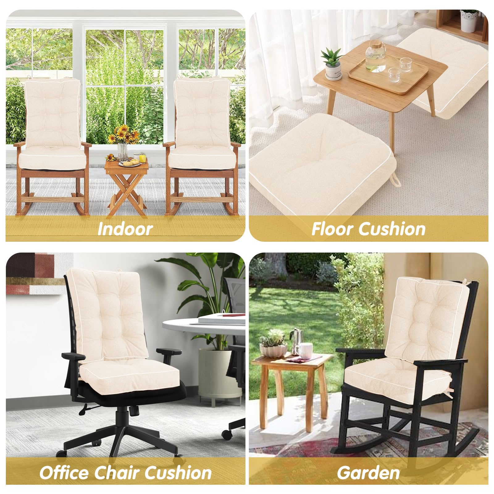Costuras acolchadas y durabilidad en cojín de mecedora YZ HOME