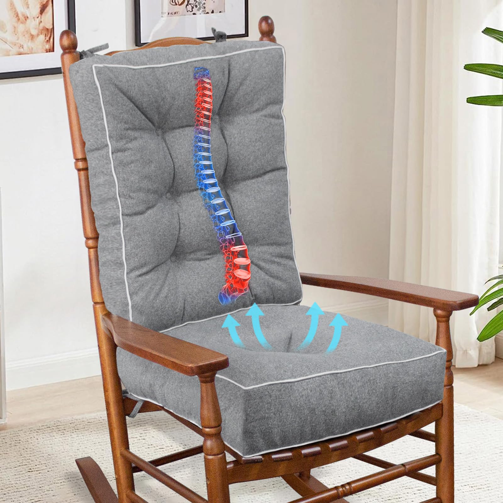 Cojines para mecedora YZ HOME: asiento de 17x17x5 ofrece confort ergonómico.