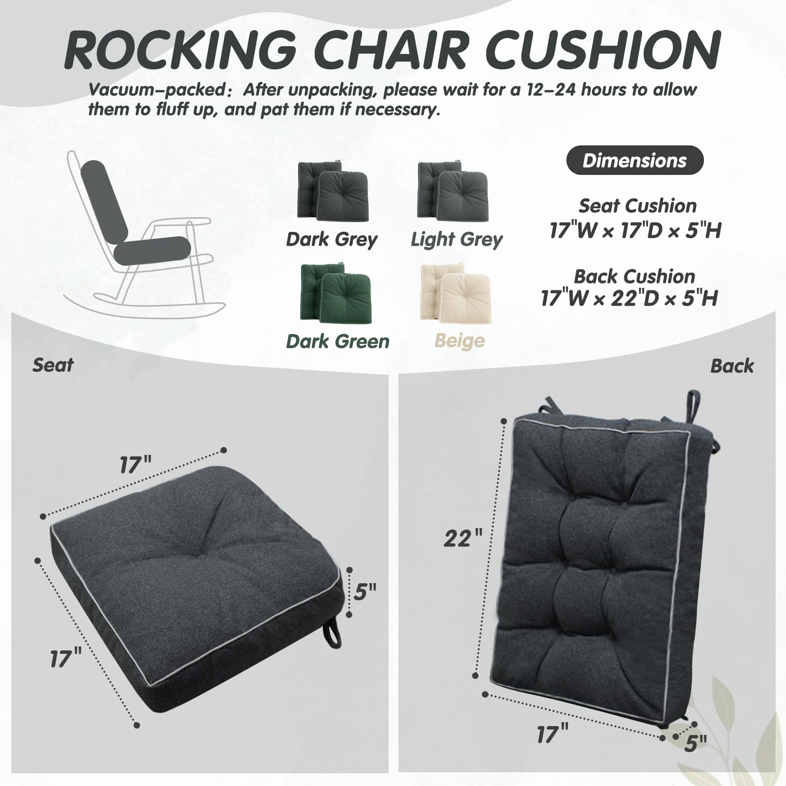 Cojines YZ HOME con respaldo ergonómico de 22x17x5 para apoyo cómodo