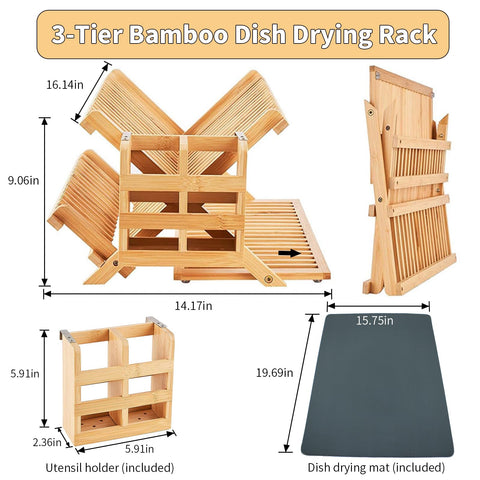 Diseno plegable de bambu YZHDUXIU para ahorrar espacio en la cocina.