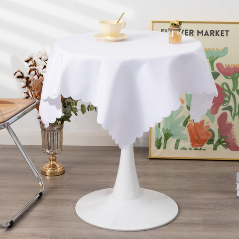 Mantel YZKITM blanco cuadrado 36x36, ideal para cenas formales y fácil limpieza.