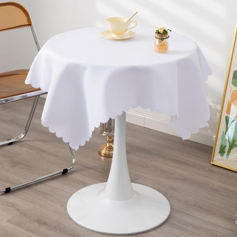 YZKITM mantel poliester blanco con borde redondeado para mesa elegante.