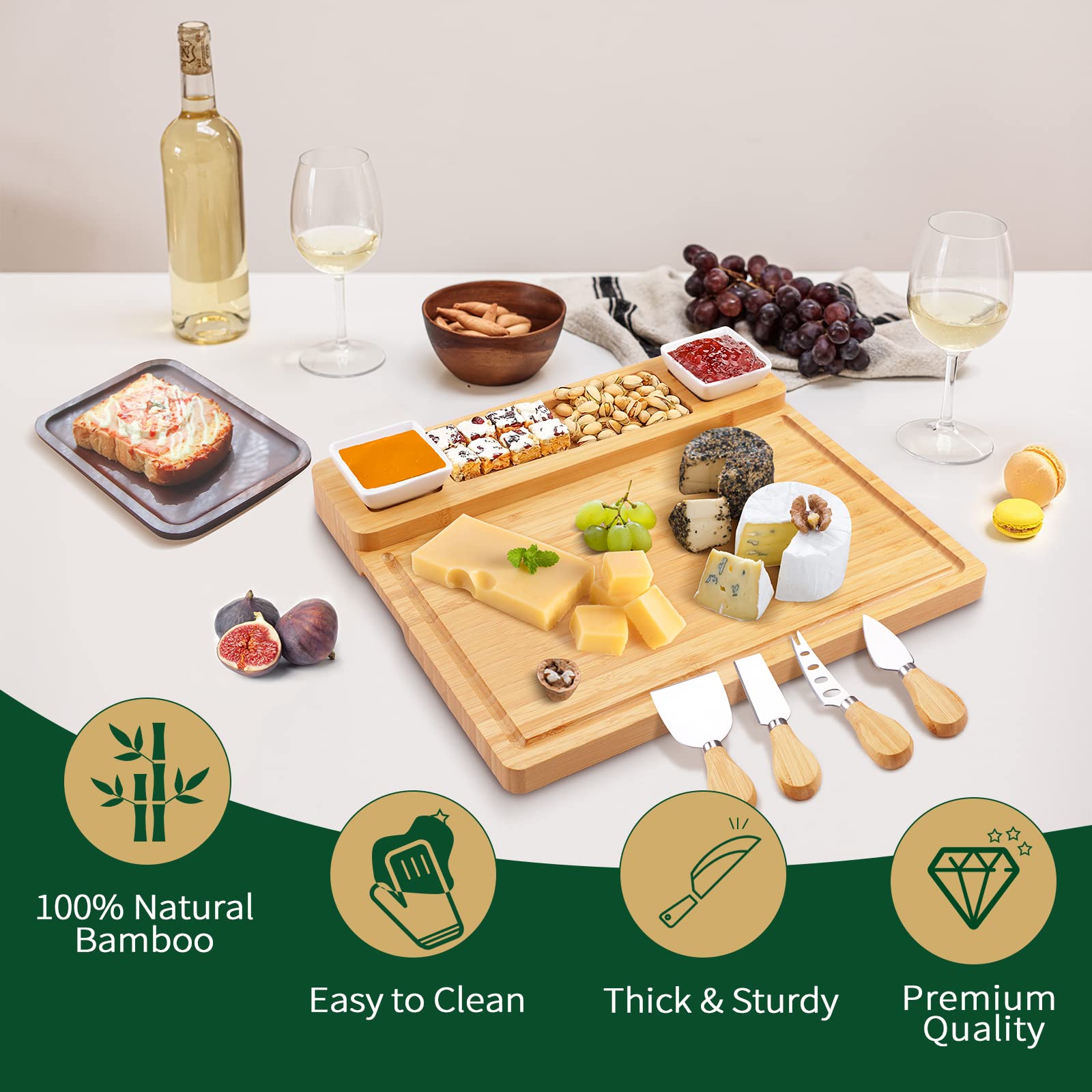Conjunto para quesos y carnes de YZS Housm, ideal para presentaciones elegantes.