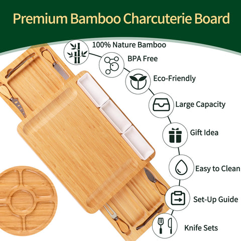 YZS Housm cuchillos para queso con tablero de bambú, ideal para servir quesos