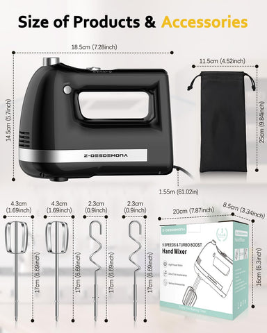 Z-DESDEMONA Accesorios incluidos: batidores y ganchos para masa.