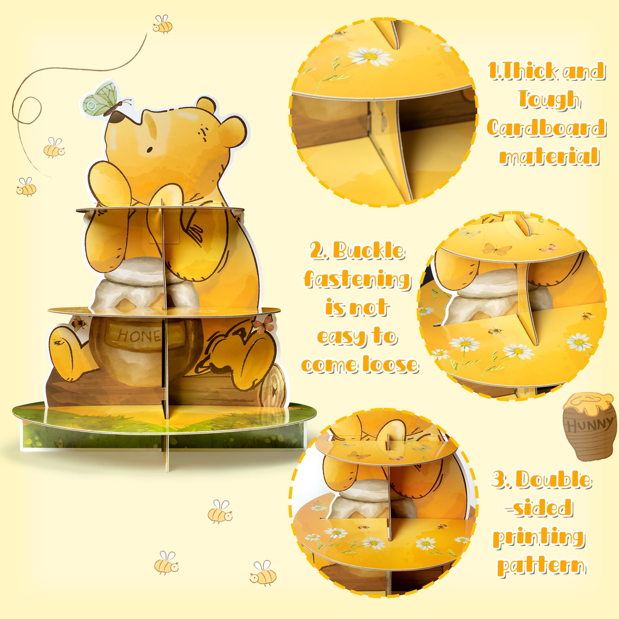 Z1juce Winnie porta-tartas tres pisos, soporte estable para pasteles pequeños.