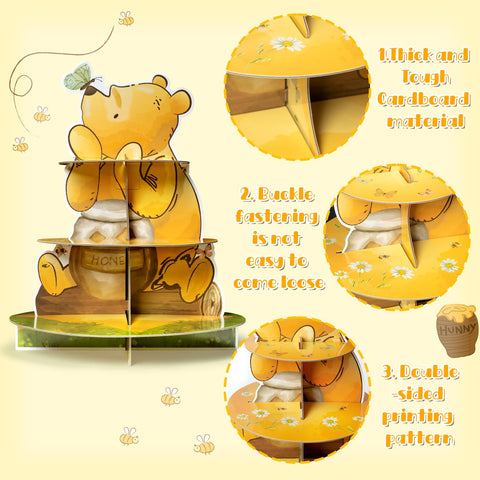 Z1juce Winnie porta-tartas tres pisos, soporte estable para pasteles pequeños.