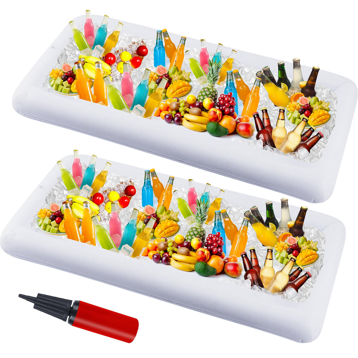 Bandeja de hielo inflable ZaaYee 51x25 para refrescar bebidas en reuniones.