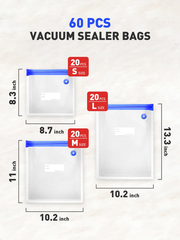 Sacos ZABINS tamaño M para cocción al vacío y congelados, sellado duradero.