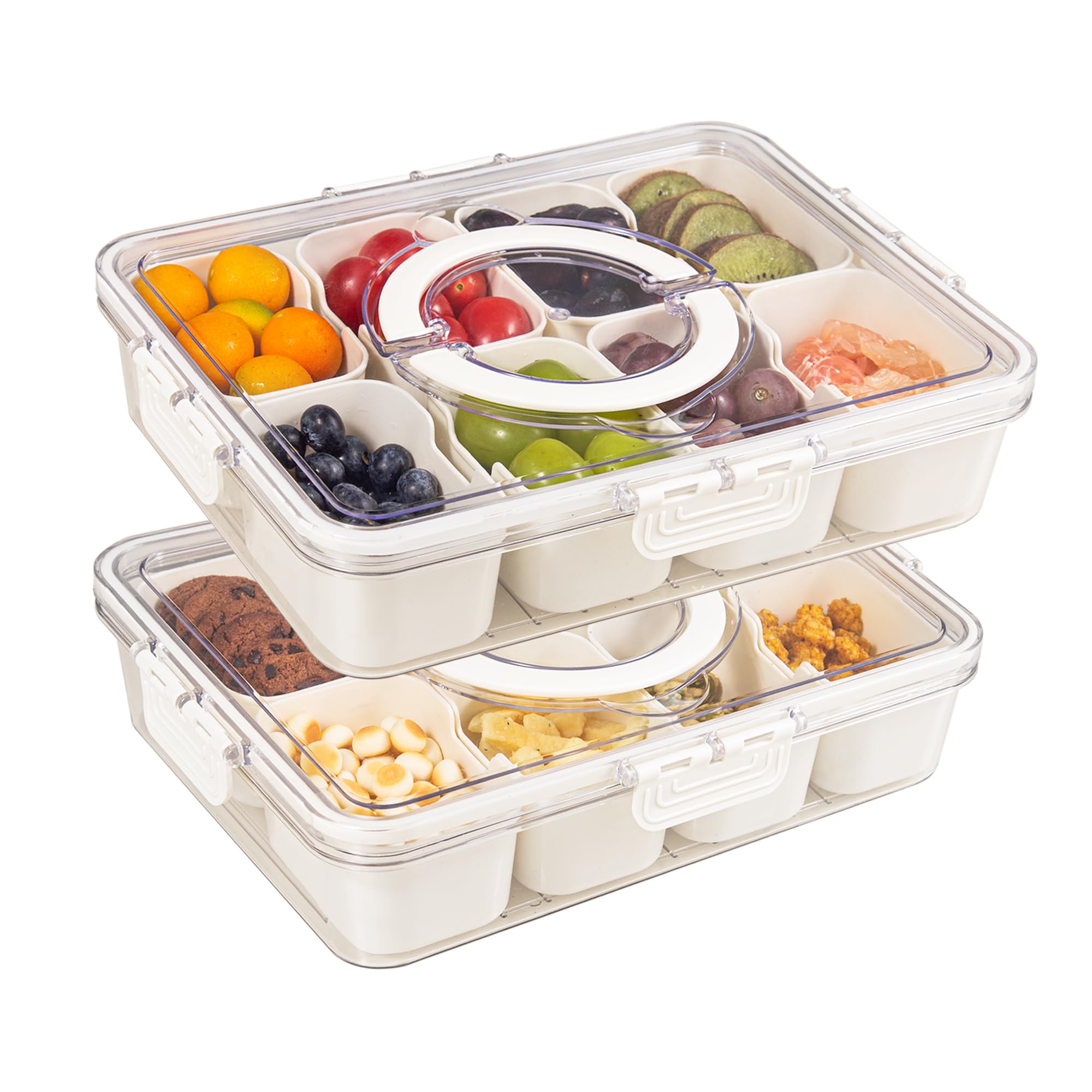 Caja Zaboro con 8 divisiones para snacks ordenados.