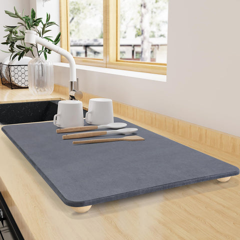 ZACELOVE Piedra secado platos: superficie absorbente para secar platos de forma rápida y eficiente.