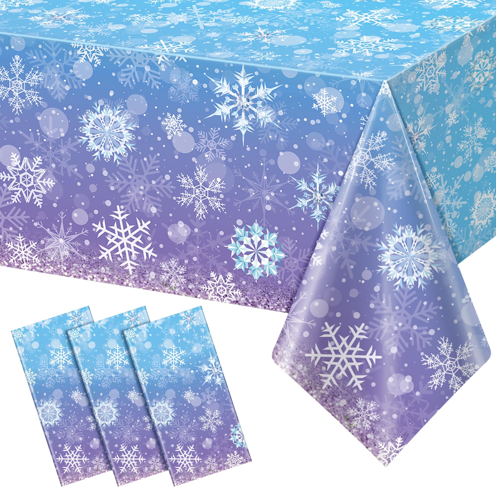 Mantel Zachely nieve azul violeta 54x108, fácil de limpiar tras la fiesta