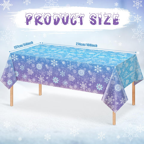 Mantel Zachely con diseño gradiente azul-violeta y copos.