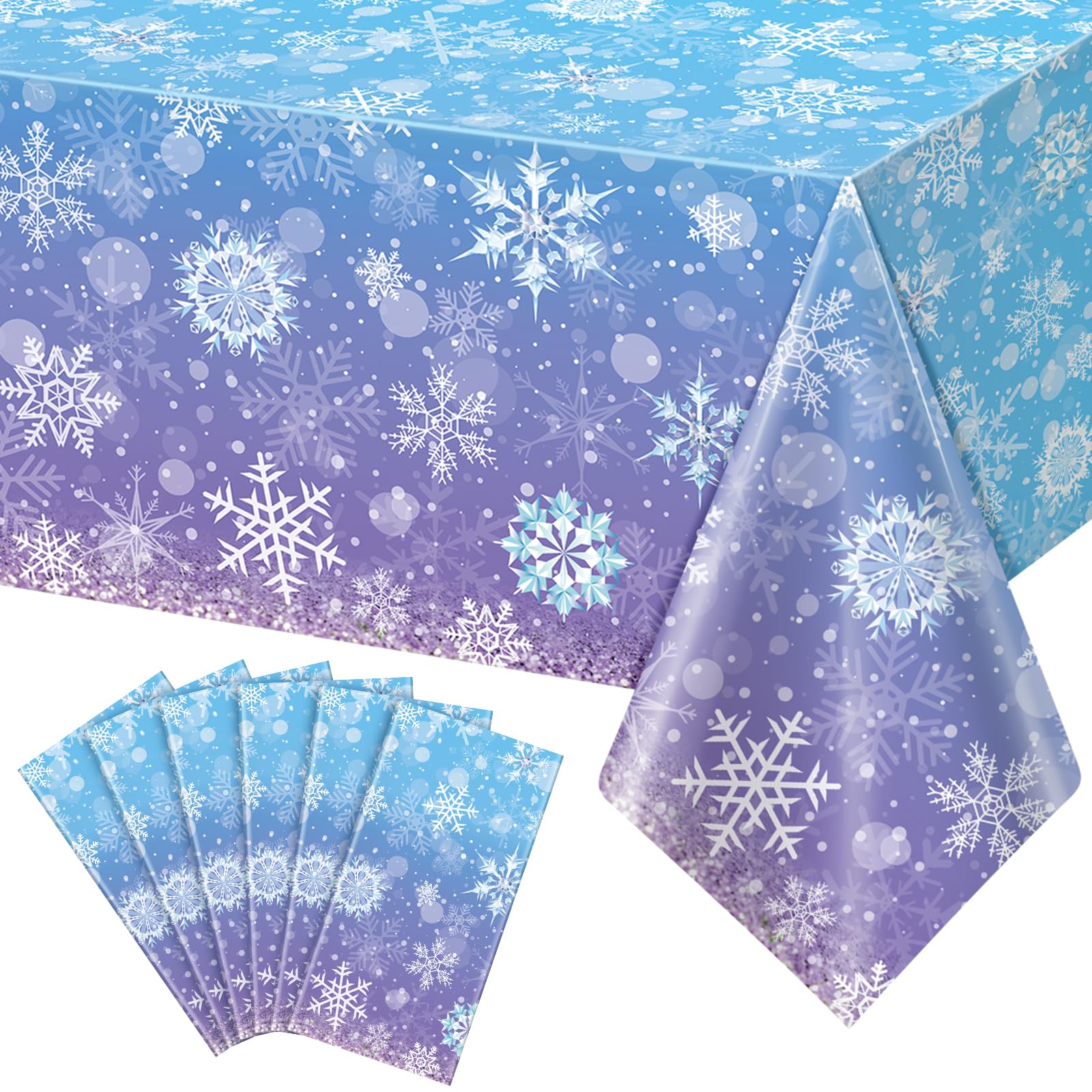 Mantel de plástico Zachely con nieve azul-violeta para mesas.