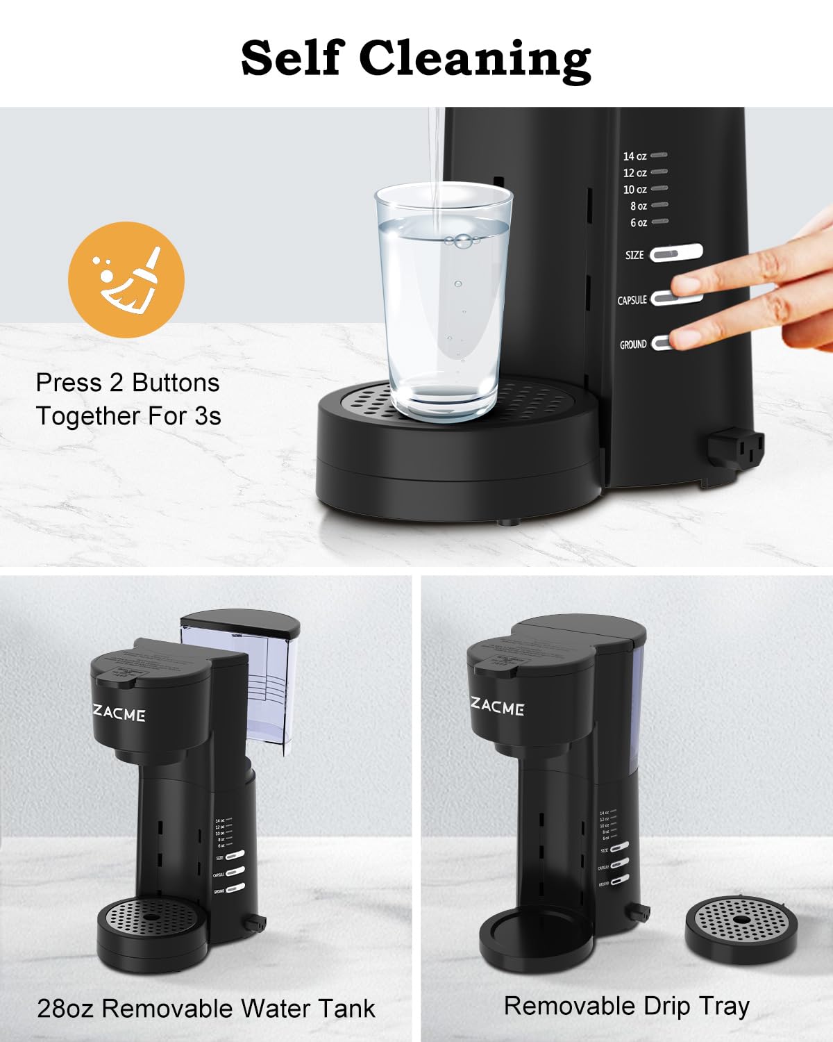 Diseño compacto de ZACME, ideal para cocinas pequeñas y oficinas.