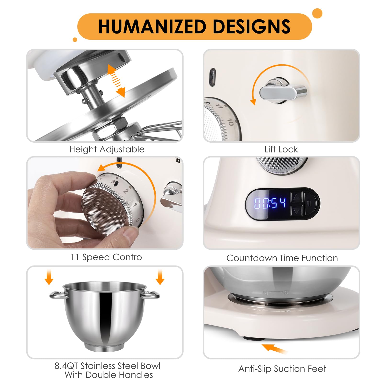 Panel LED con tiempo y ajustes para multitarea.