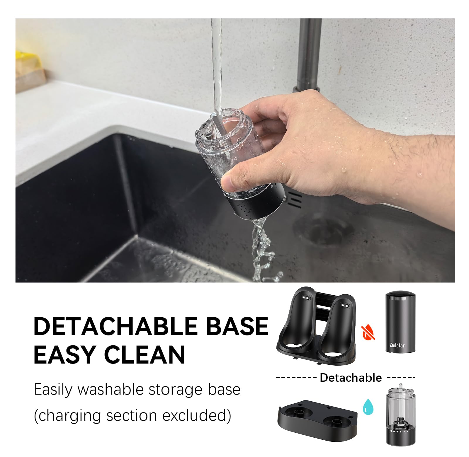 Molinillo Zadelar con base desmontable para limpieza fácil