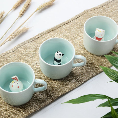 ZaH taza cerámica con dibujo de oso, regalo original para niños.