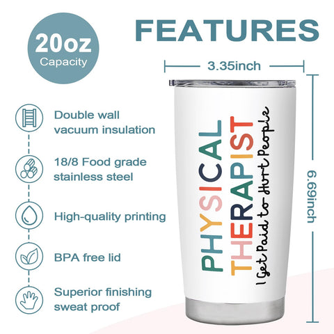 ZAHUOMUG taza regalo terapia física 20oz, perfecta para cafés entre sesiones.