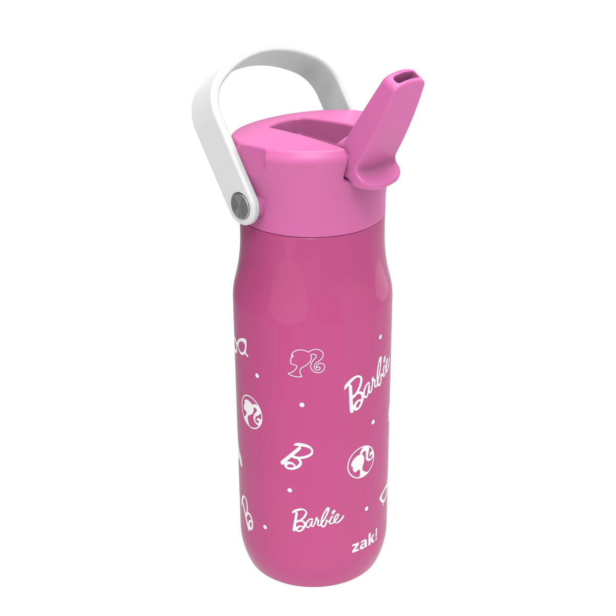 Botella Zak Designs Barbie Harmony de 20 oz para uso diario y viaje con diseño rosa