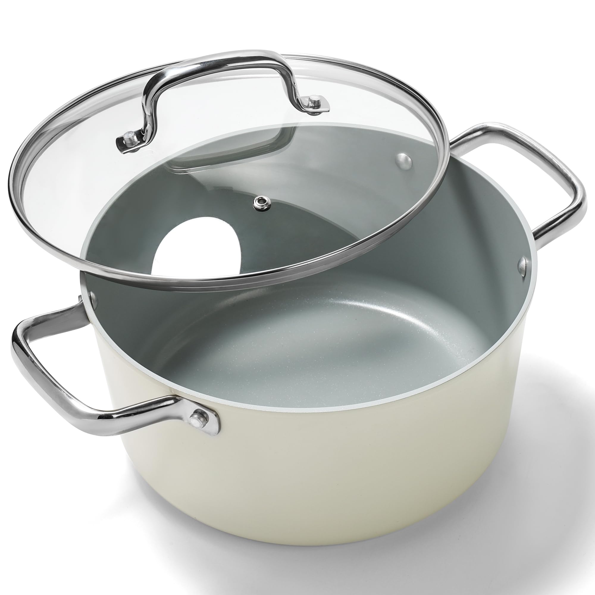 Olla Zalnuuk cerámica 5qt con tapa, cocción estable y segura