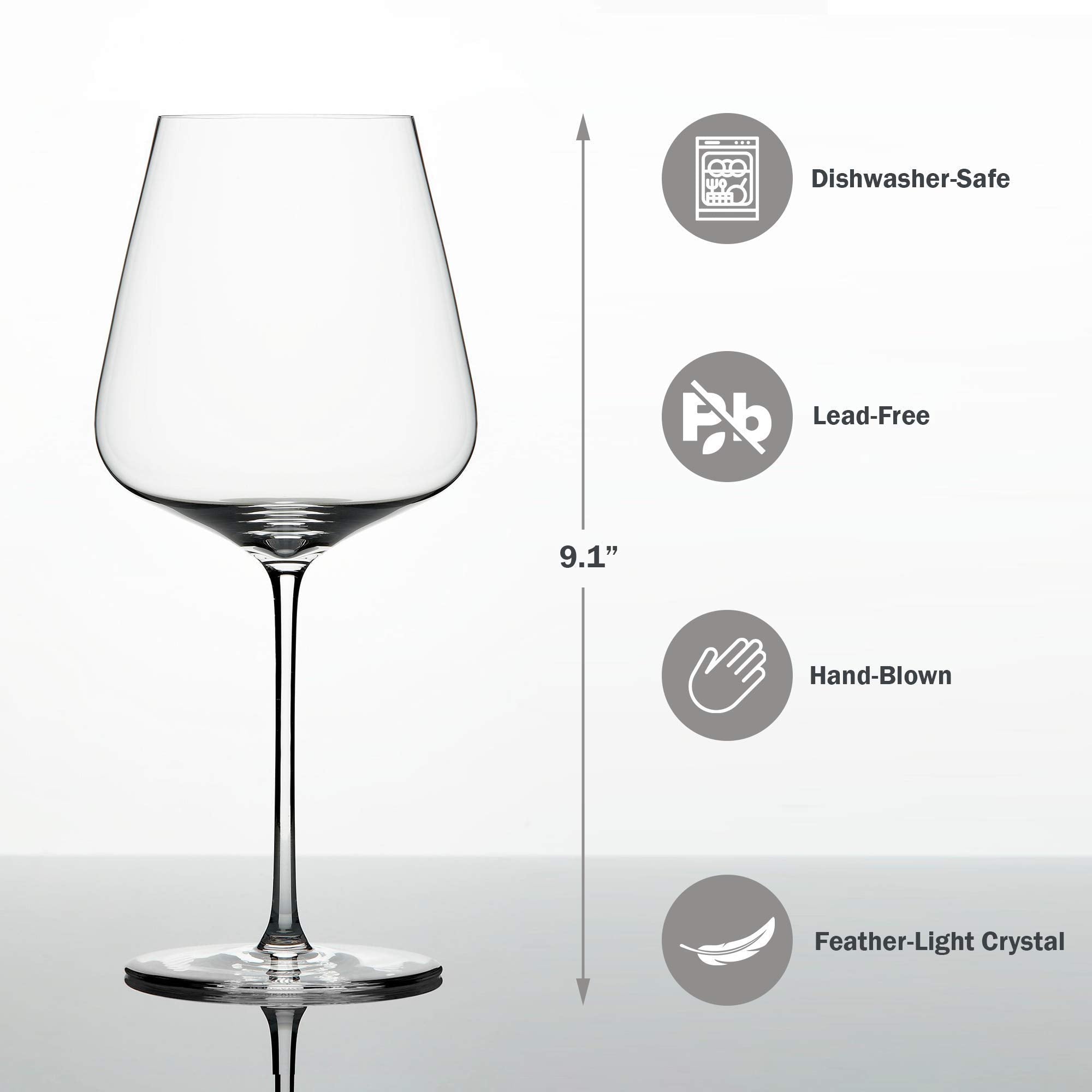 Vaso Zalto Bordeaux ilumina la mesa con dimensiones elegantes y diseño profesional.
