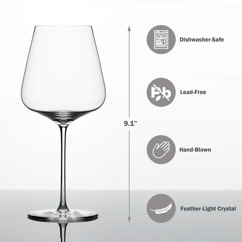 Vaso Zalto Bordeaux ilumina la mesa con dimensiones elegantes y diseño profesional.