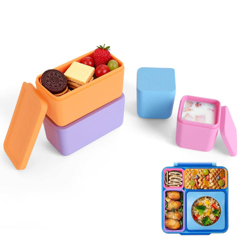 ZANHIX contenedores silicona para almuerzo (4-piezas), ideal para comidas ordenadas.
