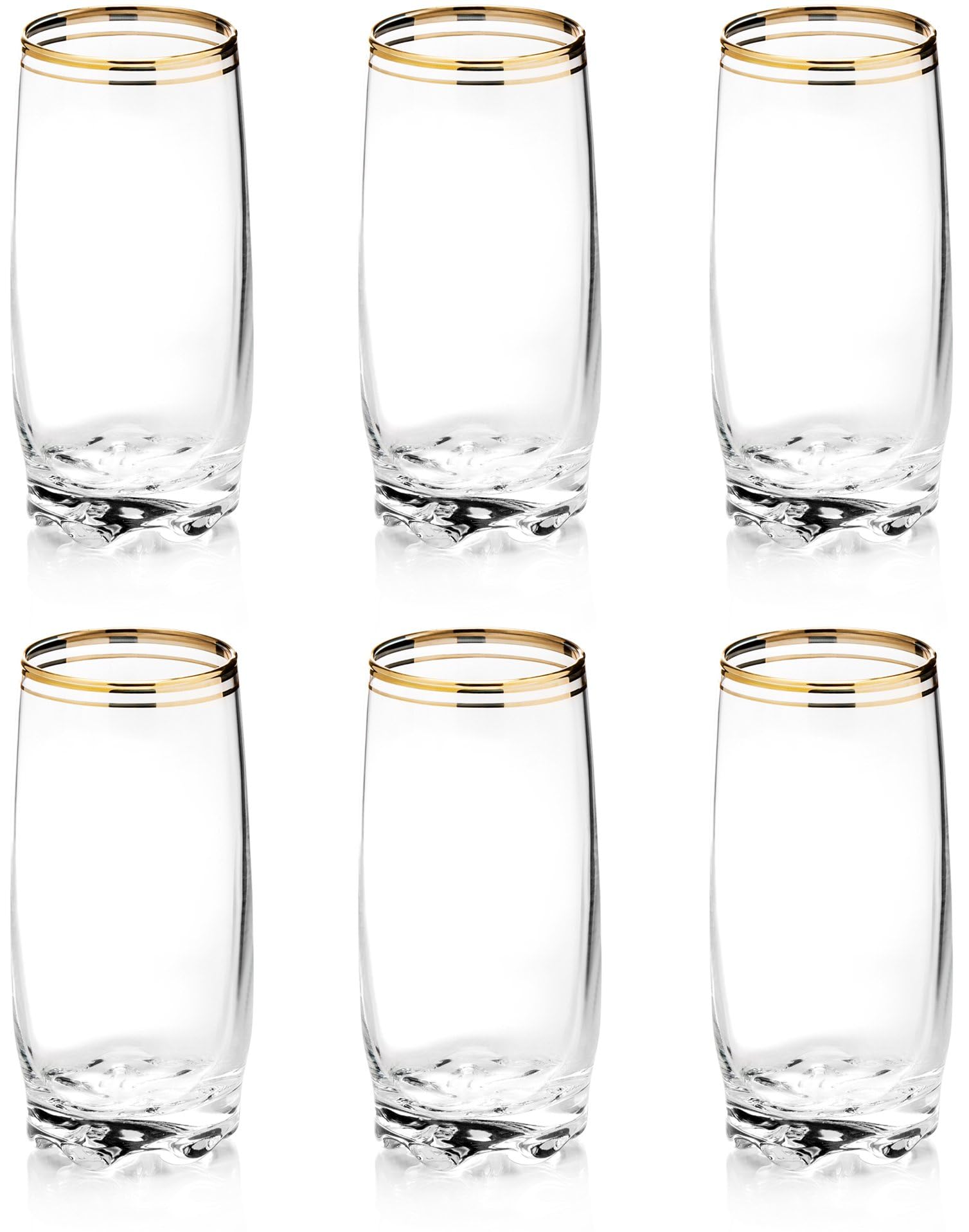 Copa Zanzer de vidrio con borde dorado para cenas elegantes y bebidas