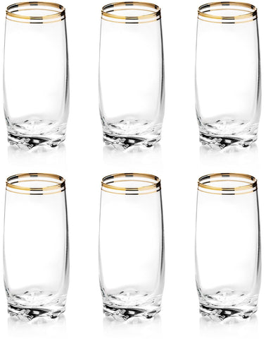 Copa Zanzer de vidrio con borde dorado para cenas elegantes y bebidas