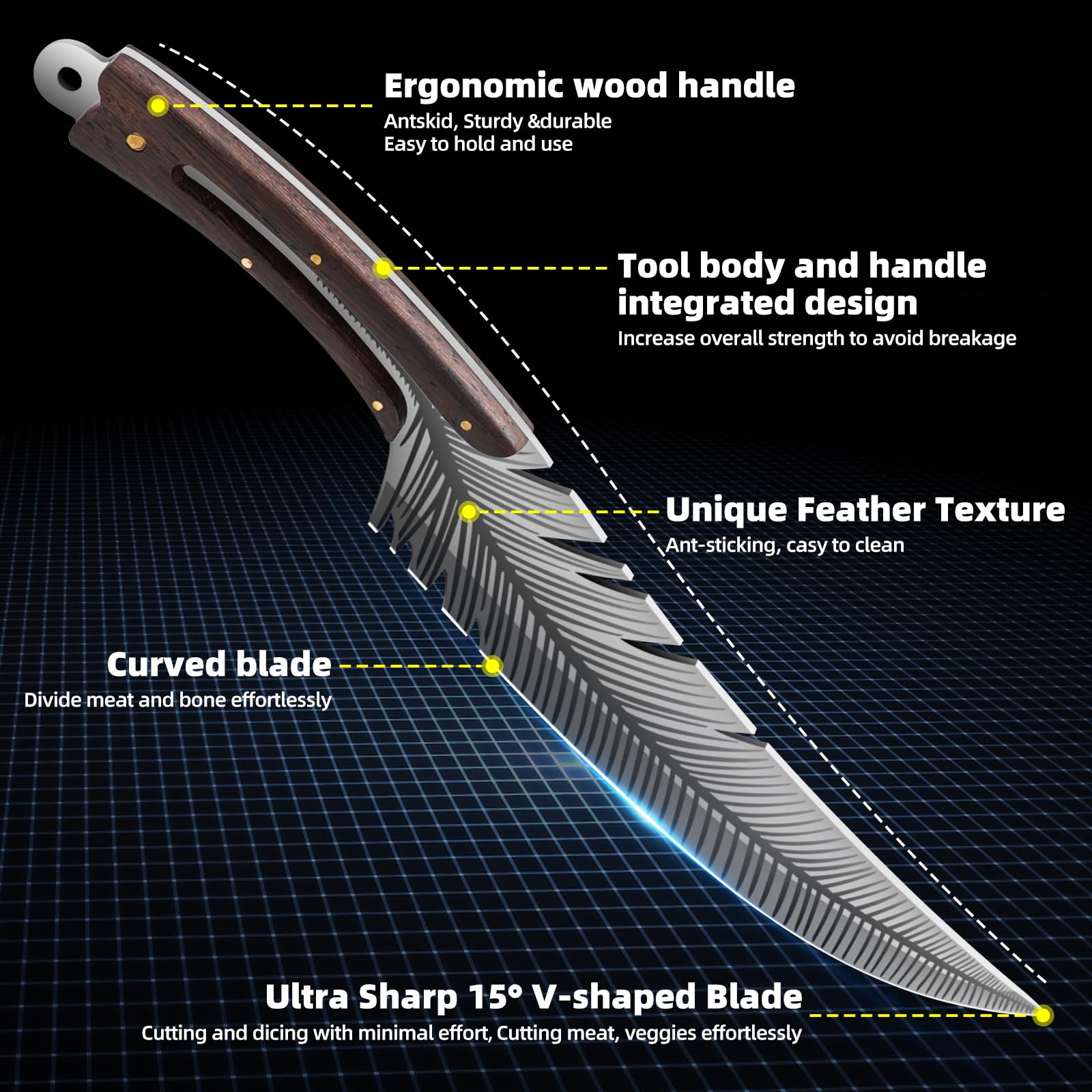 Cuchillo Zarfand diseño único con equilibrio y maniobrabilidad