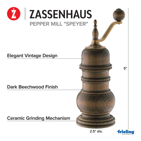 Manivela de Zassenhaus Speyer facilita moler pimienta fresca en minutos.