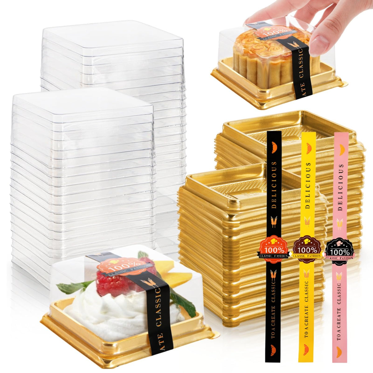 Caja mini cupcakes ZAVOOS con tapas transparentes para exhibir postres.