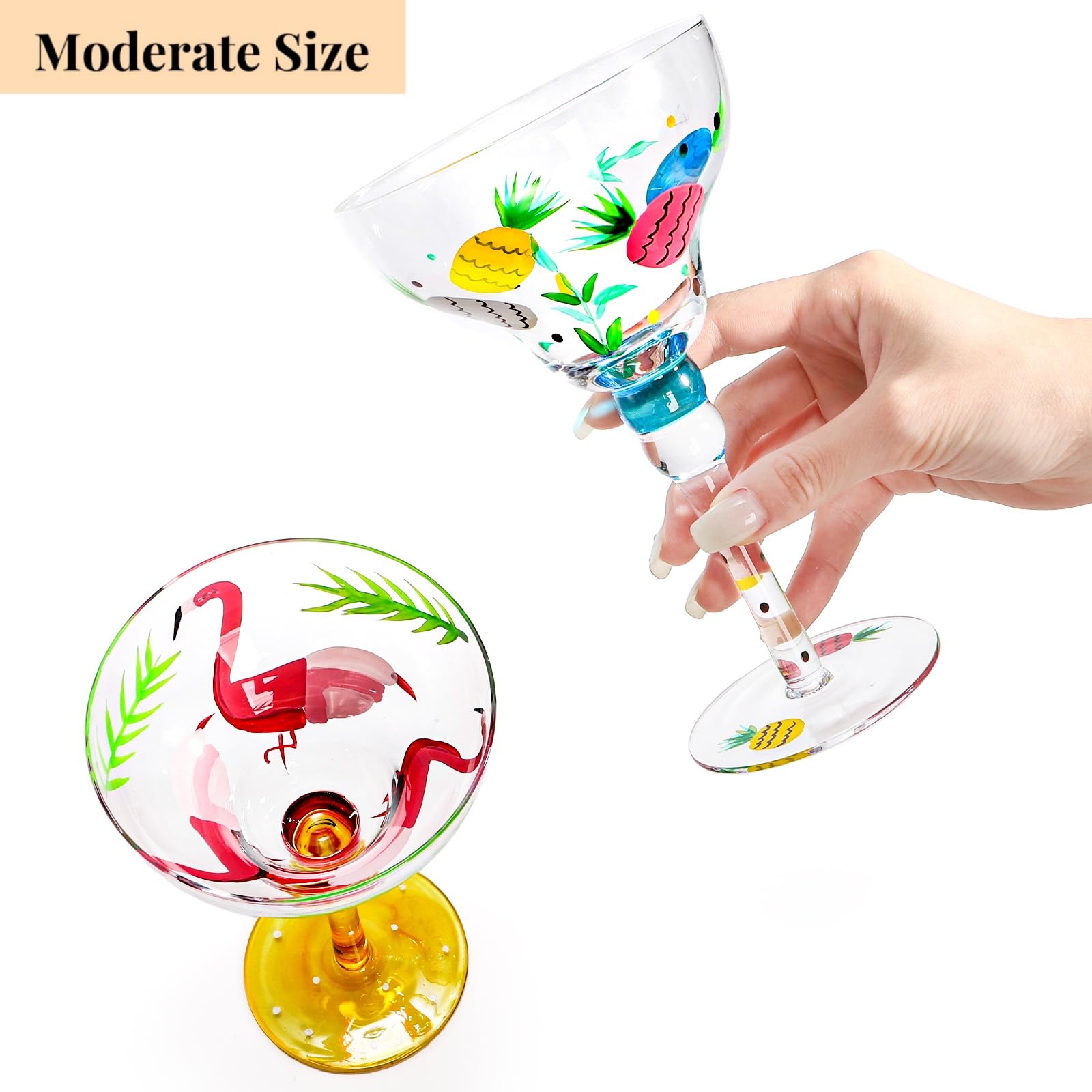 Copa Margarita ZAVOOS con diseño pintado tropical para ambiente vibrante