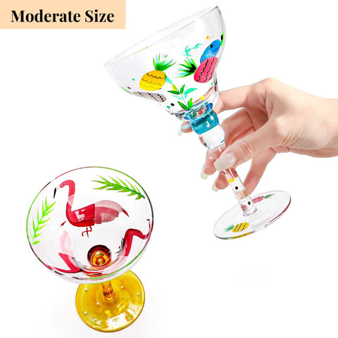 Copa Margarita ZAVOOS con diseño pintado tropical para ambiente vibrante