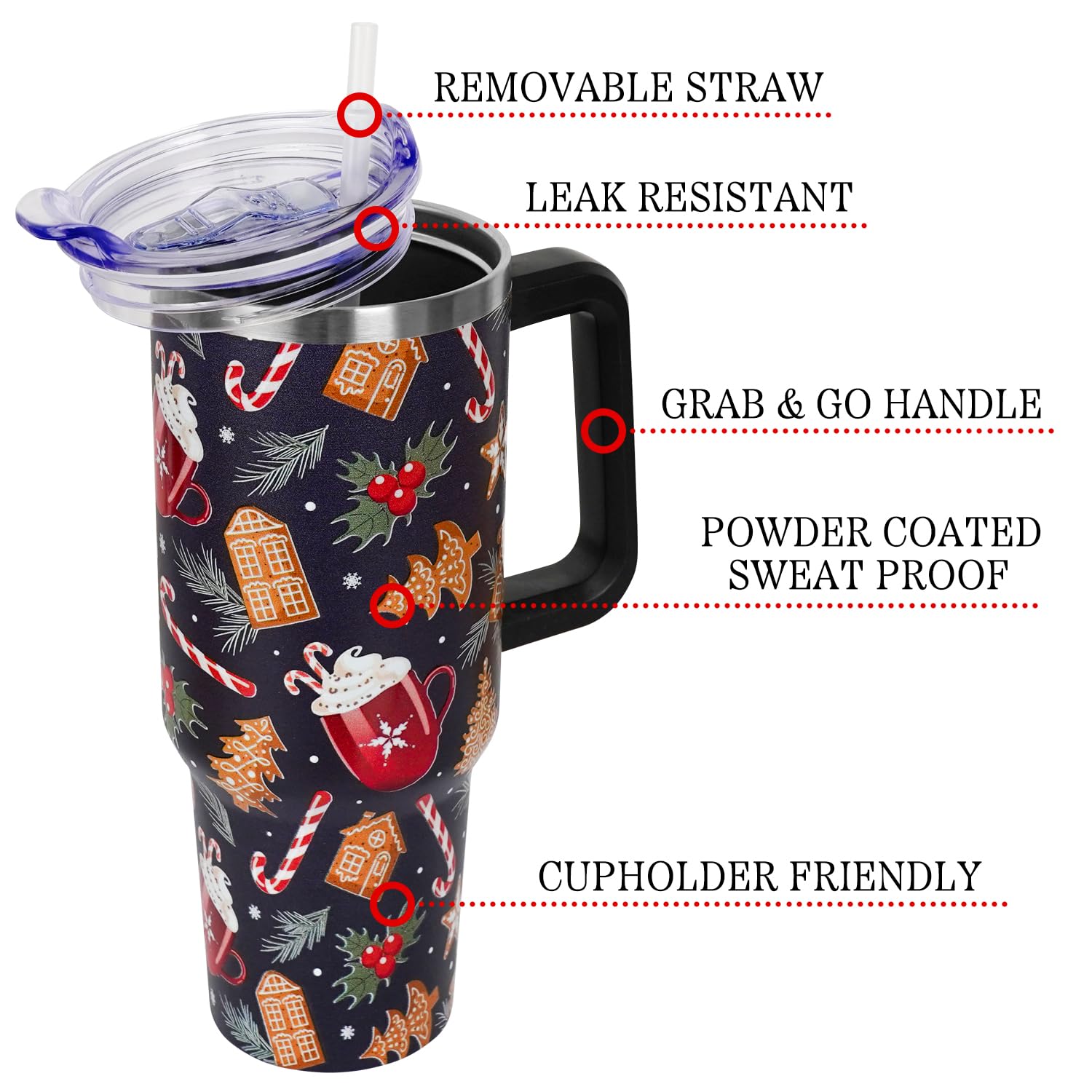 Vaso Zbnisiw-Tumbler navidad con aislamiento doble mantiene la bebida fría o caliente