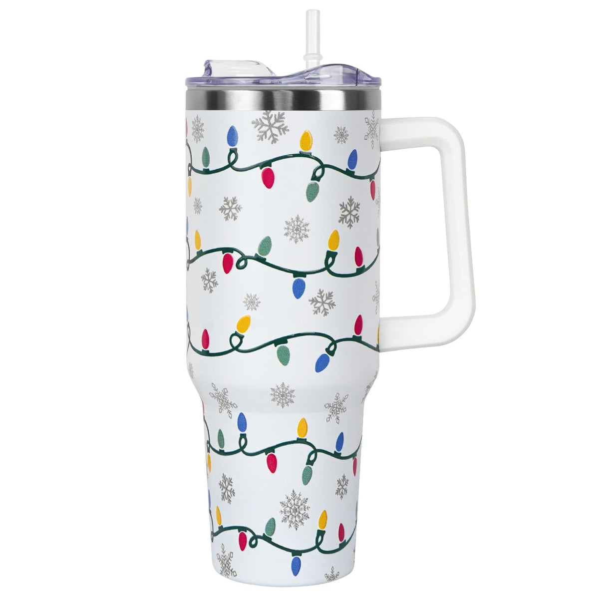 Vaso térmico Zbnisiw con asa y tapa navideña para transporte cómodo