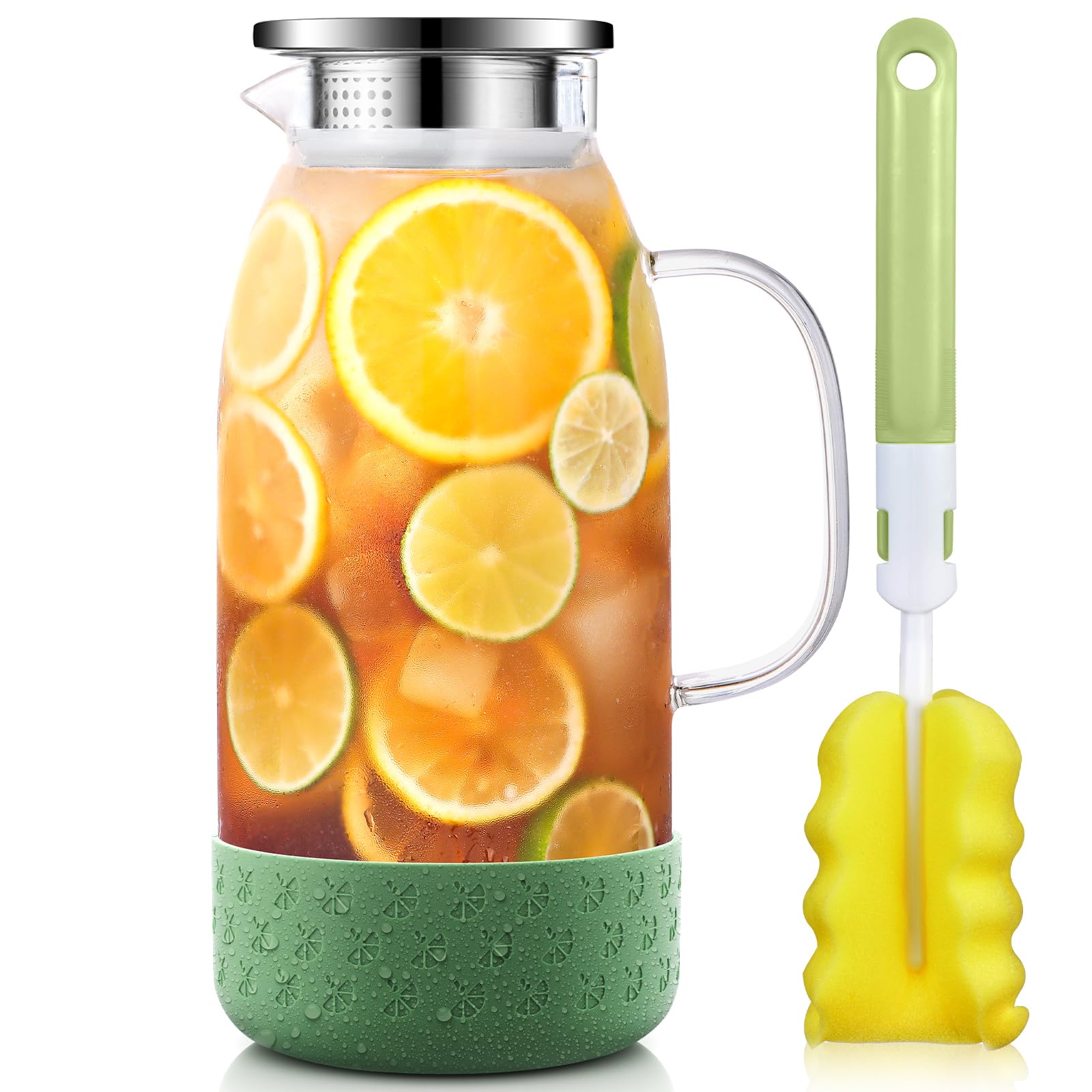 Jarra ZBUFAN de 2L con asa y tapa, ideal para bebidas en casa